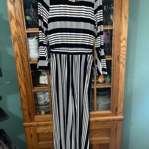 ECI Black and White Striped Jumpsuit